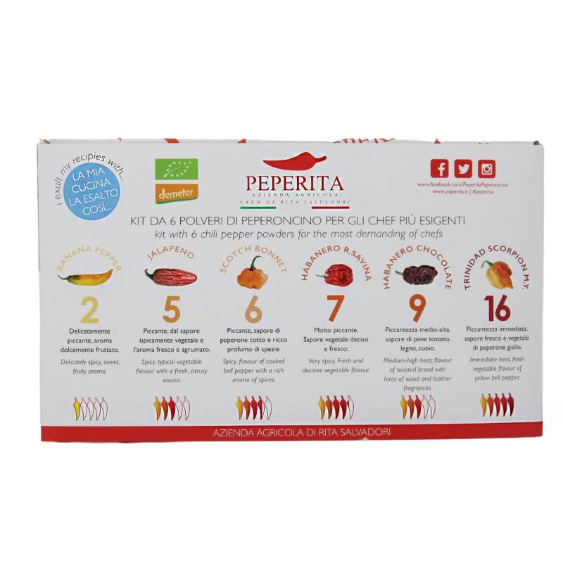 Kit with 6 Organic Chilli Powders for Demanding Chefs
