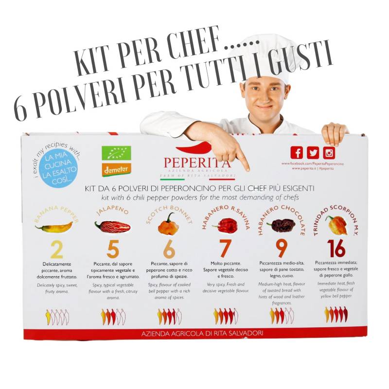 Kit 6 Polveri di Peperoncino BIO per gli Chef Esigenti