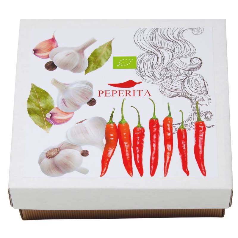 Kit with 4 Organic Garlic and Chilli Products and Gift Box