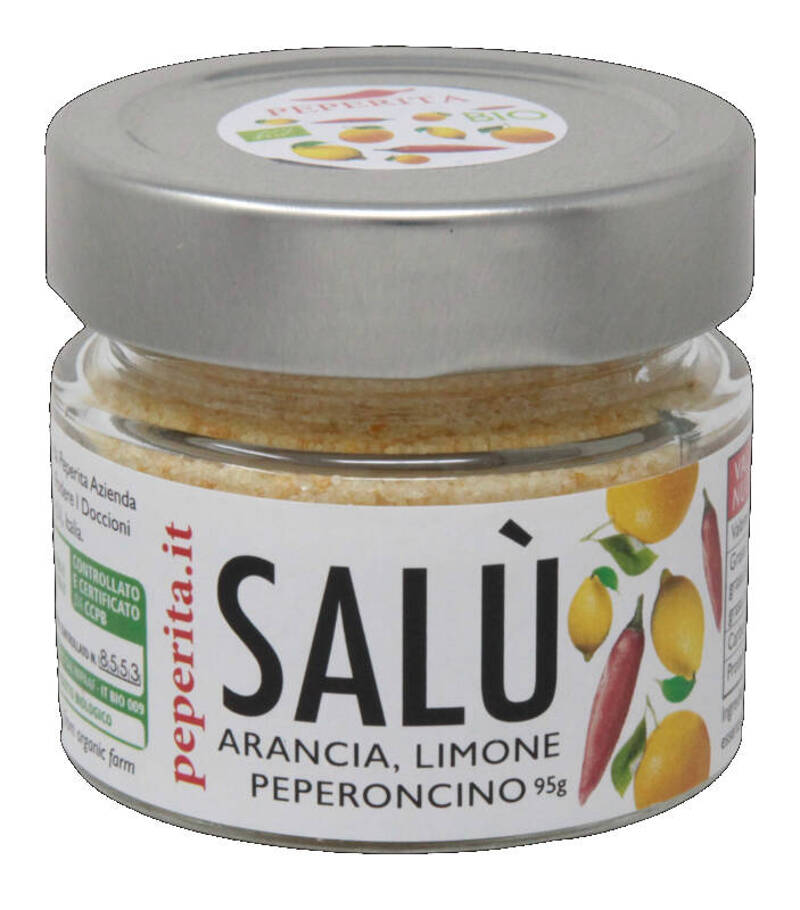 Salù - Feinsalz mit Bio-Orange, Zitrone und Cayennepfeffer