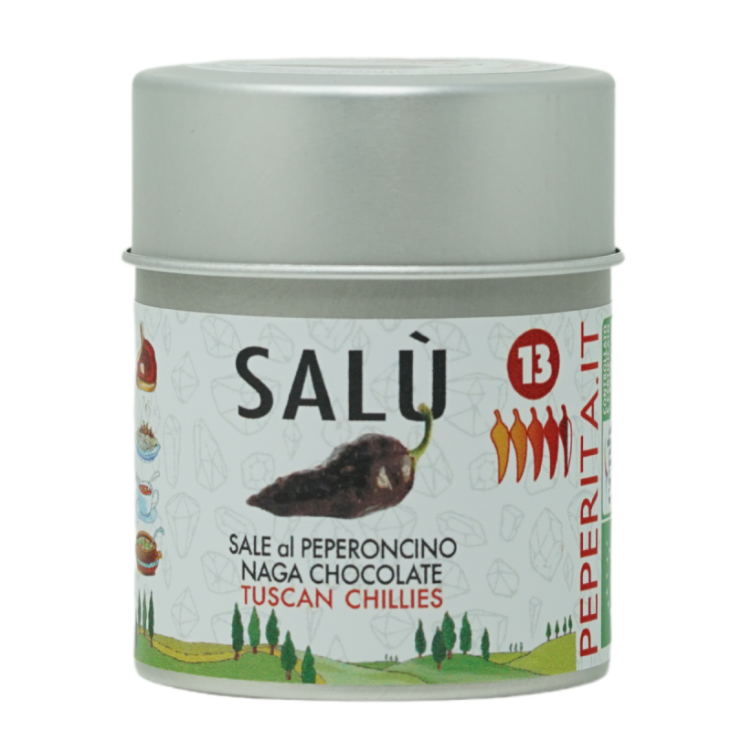 Salù - Fine Salt with organic Naga Chocolate Pepper