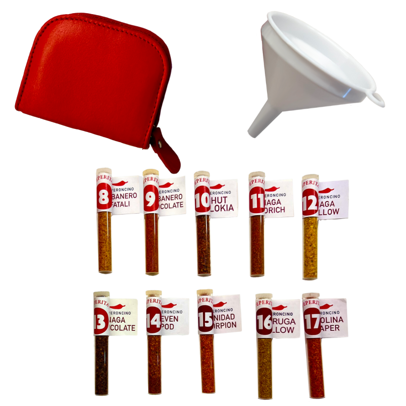 Portable Kit 'Fire Eater' with 10 Super Hot Organic Chili Powders